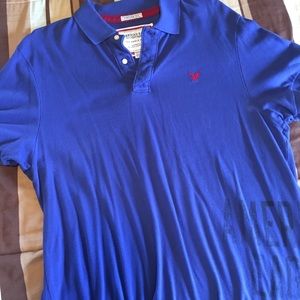 AEO Blue Graphic Polo XXL